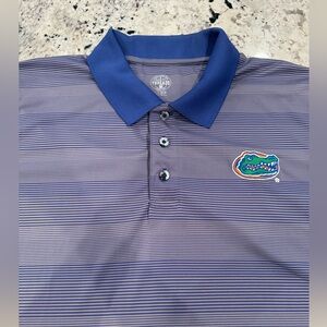 Florida Gators Blue & Gray Striped Short-Sleeve Polo XL